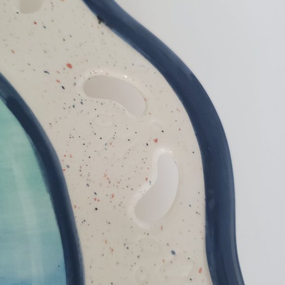 So Cute! UNDER THE SEA Fish Dish Hand Painted Reticulated Nautical Marine Design - Picture 4 of 7